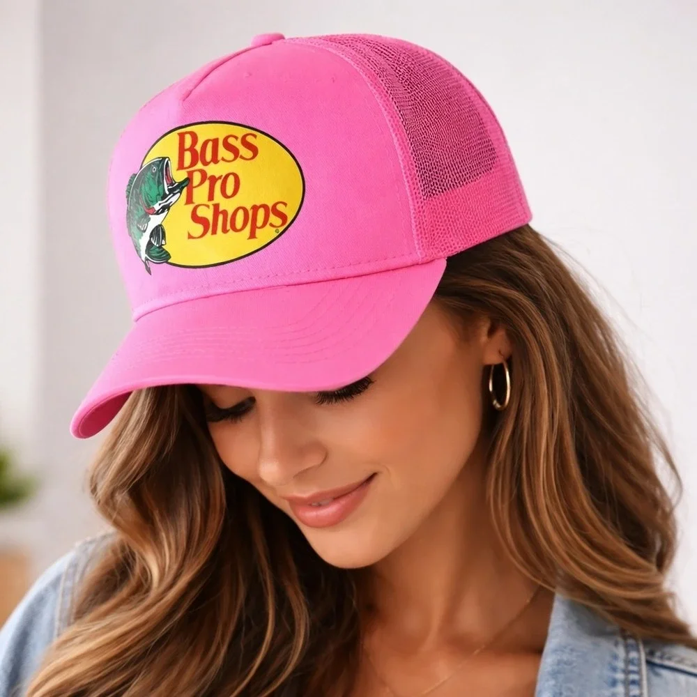 Bass Pro Shops Pink Trucker Hat Cap Mesh Snapback Adjustable Cap Unisex‎